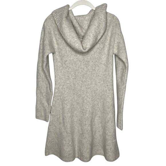 Klesis NEW Large Wool Blend Fit Flare Turtleneck Mini Sweater Dress Gray Cream - Picture 1 of 6